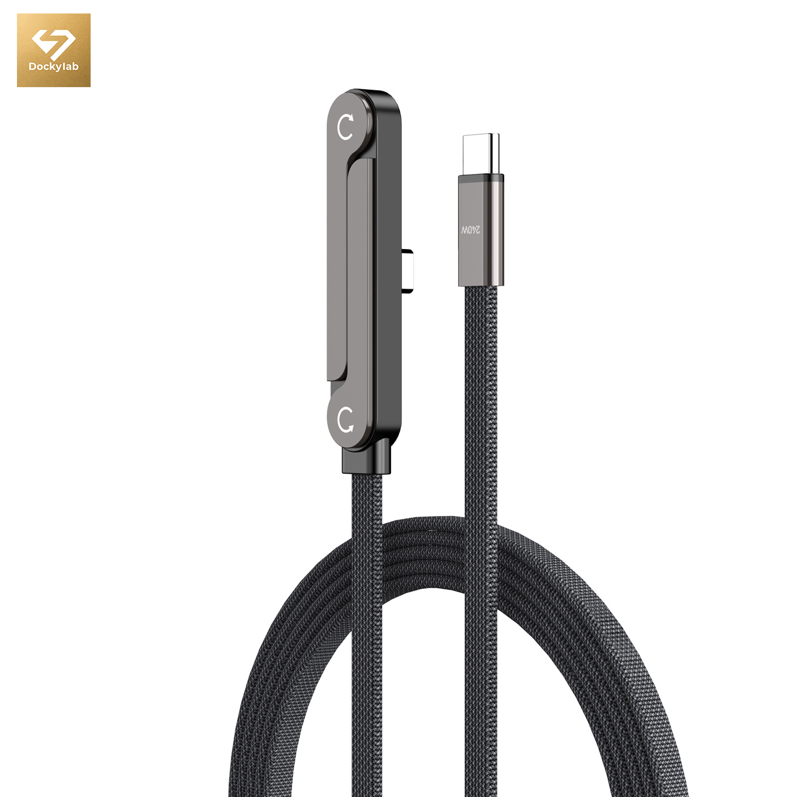 Folding bracket braided data cable