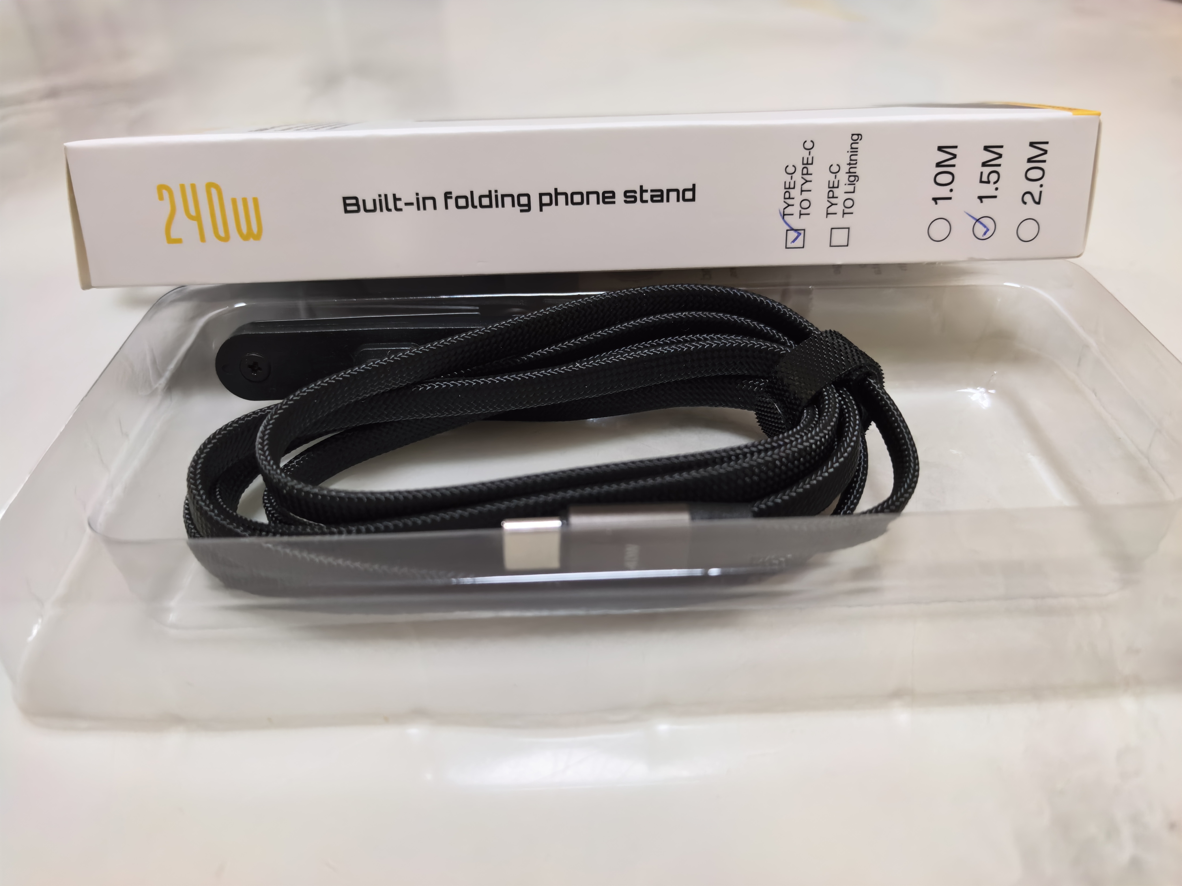 Folding bracket braided data cable - 10