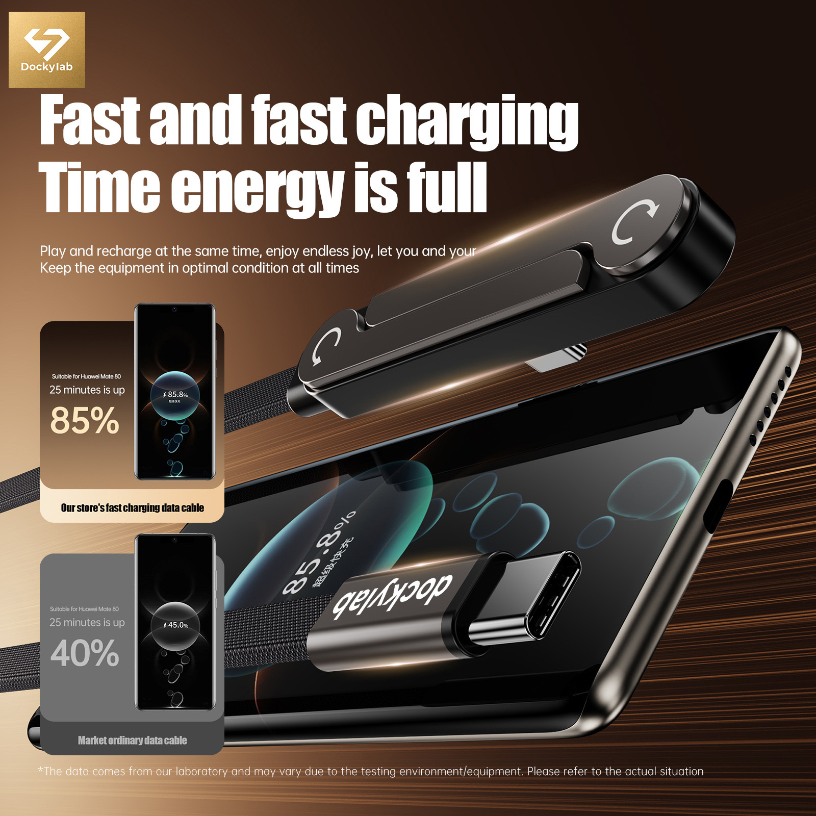 Folding bracket braided data cable