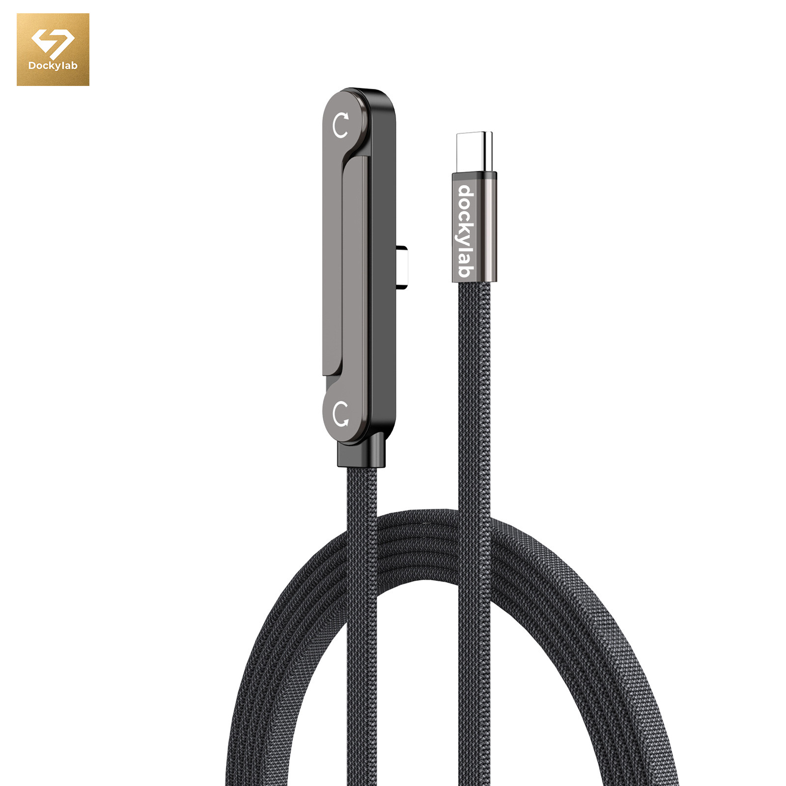 Folding bracket braided data cable