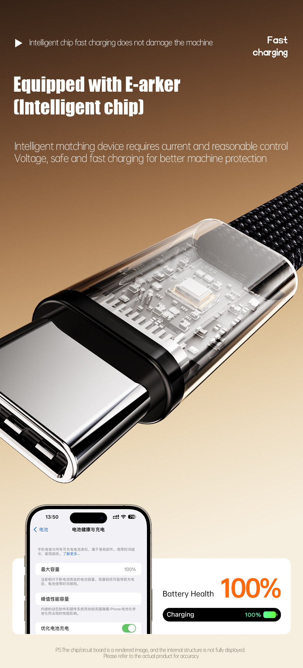 Folding bracket braided data cable - 5